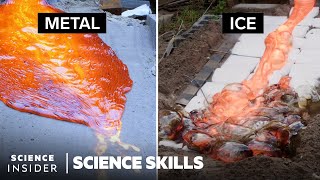 How Lava Reacts To Crystals, Water, Ice, And Metal | Science Skills