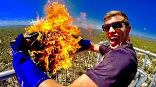 FLAMING ANVIL VS. FIRE EXTINGUISHER! (45m DROP TEST)