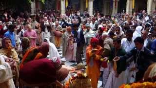 Srila Prabhupada's Guru Puja at The Krishna Balaram Temple in Vrindavan, 2013.
