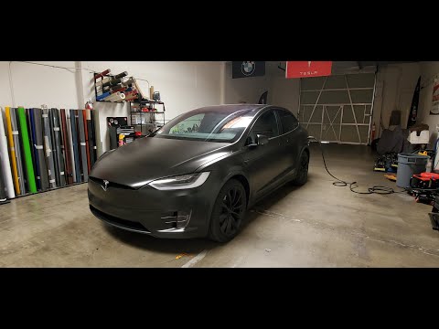 Tesla Model X Full wrap in satin black.