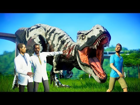 🌏 Jurassic World Evolution - Tyrannosaurus Rex Vs Acrocanthosaurus Breakout and Fight