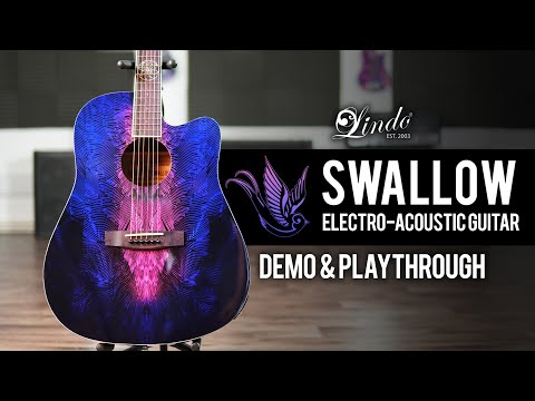 Lindo Swallow V2 Nylon Strings Electro Acoustic Guitar | Dreamcatcher 12th Fret Inlay | Purple Pink Burst | Luminlays image 12