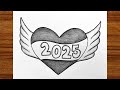 Happy New Year 2025 Drawing Easy Drawing New Year 2025 Drawing Pencil Drawing Easy Step By Step