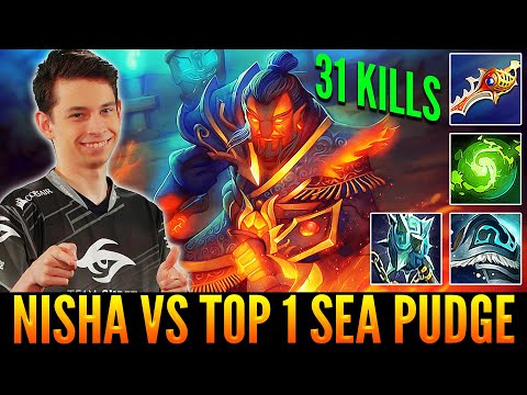 NISHA Pick EMBER SPIRIT vs The TOP 1 SEA PUDGE | 60 Min Crazy Game 31 Kills  [ Patch 7.32 ]  Dota 2