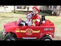 Caleb Pretend Play Ride On Fire Truck Toy and Fire Man Dress Up