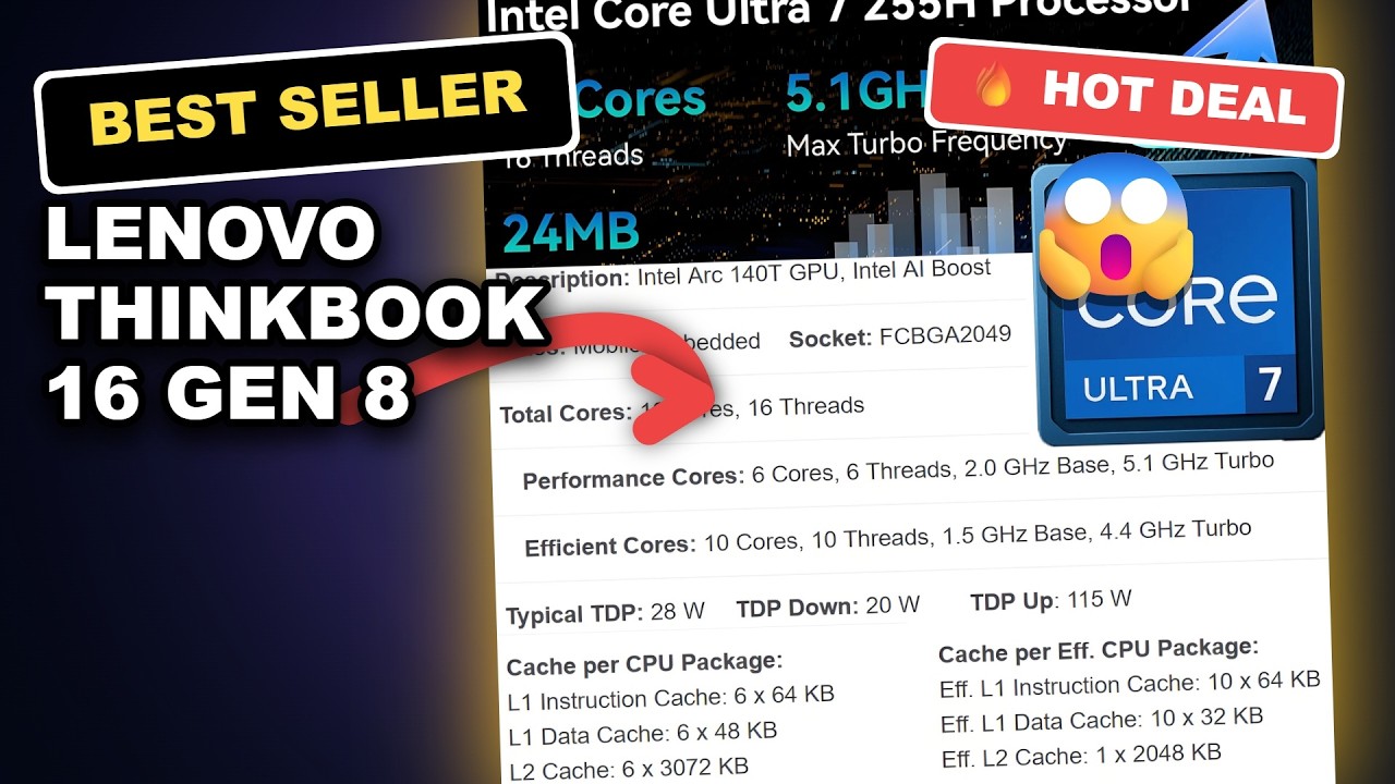 Lenovo ThinkBook 16 Gen 8 Review: The AI Laptop for Power Users & Data Workloads review video