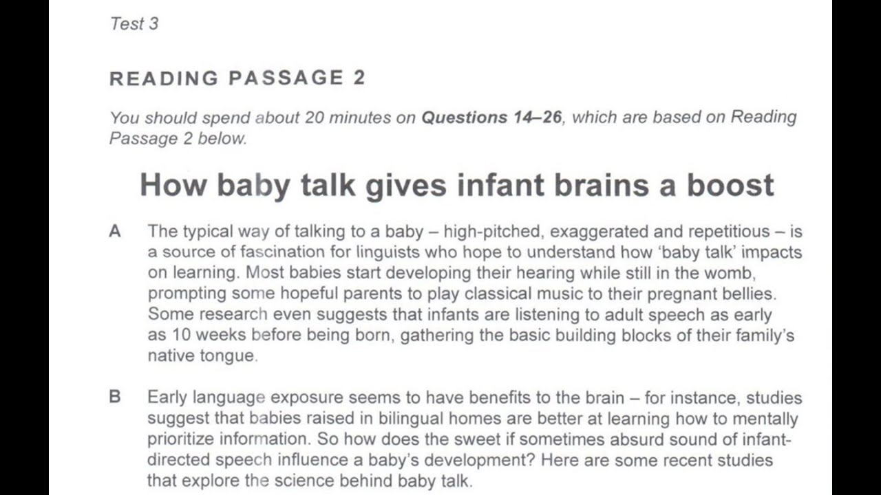 How Baby Talk Gives Infant Brains a Boost | IELTS 13 Reading Answers with Explanation