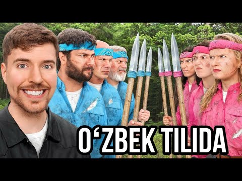 Erkaklar Vs Ayollar Yovvoyi O'rmonda $500,000 Kurashadilar/@MrBeast /@m1beast01