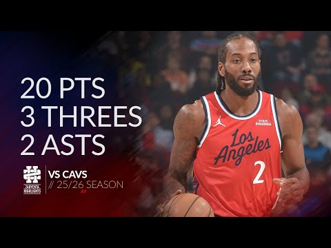 Kawhi Leonard 20 pts 3 threes 2 asts vs Cavs 25/26 season