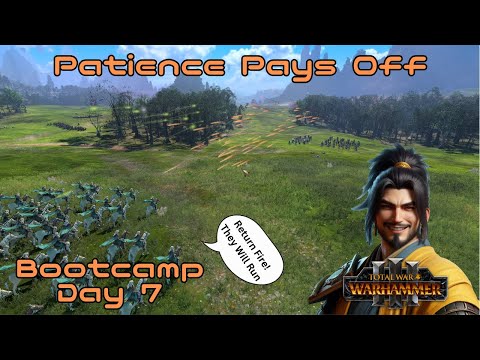 Bootcamp Day 7 --- Wood Elves VS Chaos Dwarfs --- Warhammer 3 Road To Beginner Tournament