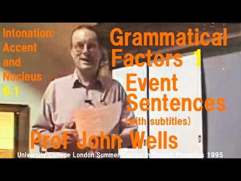Prof John C. Wells_'Intonation: Accent and Nucleus'_6.1_'Event Sentences'_UCL Summer Course 1995