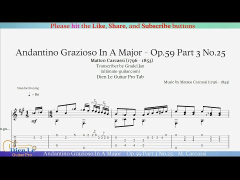 Opus 59 Part 3 No 25 - Andantino Grazioso In A Major - Matteo Carcassi