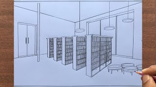 How to Draw a Library in 2-Point Perspective Step by Step