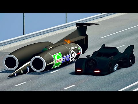 Batmobile 1989 vs SSC Thrust - Drag Race 20 KM