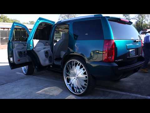Teal GMC Yukon on Dub Wheels with Loud Pack Magic City Classics Car Show