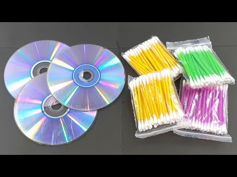 Recycling cd disc & Cotton buds crafting for home decor | Waste material reuse idea | Diy Craft Video