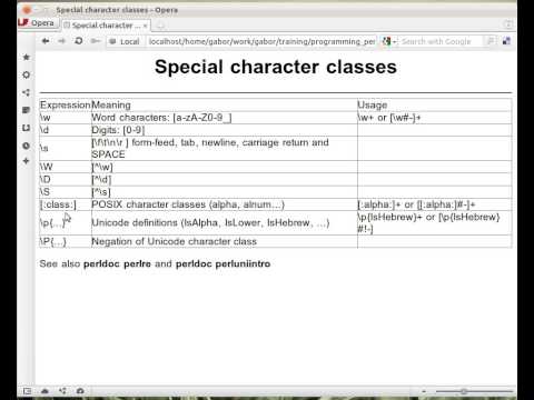 Beginner Perl Maven tutorial: 9.5 - Special character classes in regexes