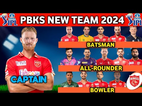 IPL 2024 | Punjab Kings Team Full Squad | PBKS Full Squad 2024 | PBKS Team New Players List 2024