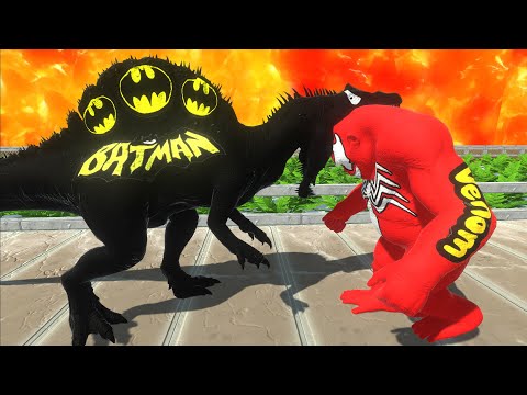 Venom Goro vs Batman Spinosaurus Death Climb Run - Animal Revolt Battle Simulator