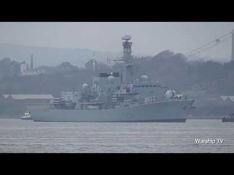 HMS NORTHUMBERLAND F238 LEAVES DEVONPORT NAVAL BASE AT NORTH CORNER PONTOON - 9th April 2018