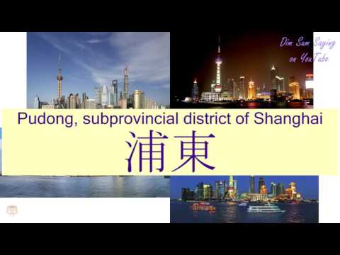 "PUDONG, SUBPROVINCIAL DISTRICT OF SHANGHAI" in Cantonese (浦東) - Flashcard