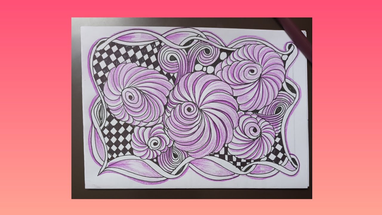 How To draw Tangle Pattern- M- Anning | zentangle pattern step by step