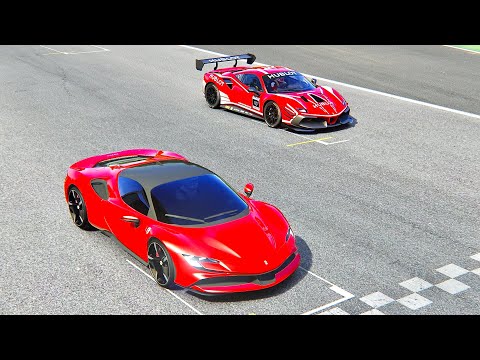 Ferrari SF90 Stradale vs Ferrari 488 Challenge EVO at Imola