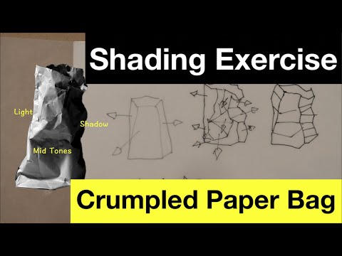 Pen Ink Shading Exercise | How to shade a crumpled paper bag
