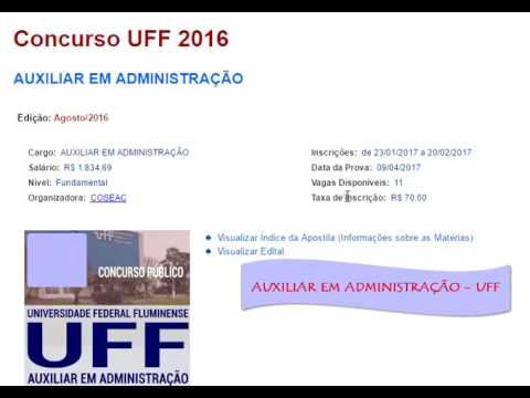 Concurso e Edital Auxiliar em Administração UFF 2017
