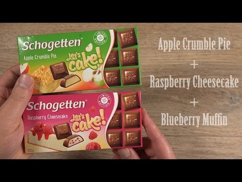 Schogetten Let's Cake - Apple Crumble Pie - Raspberry Cheesecake - Blueberry Muffin