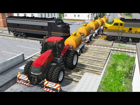 Railway Сrossing Train Сrashes #3 - Stopped on Rails - Beamng drive