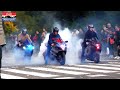 When Bikers Crash a Car Show! - Wheelies & Burnouts & Flames!