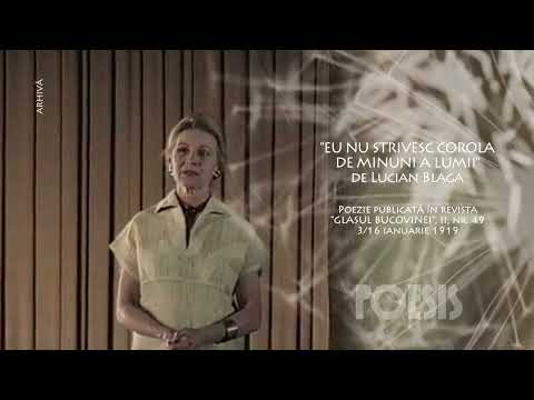 Poesis: Lucia Mureşan - Eu nu strivesc corola de minuni a lumii de Lucian Blaga (@Arhiva TVR)