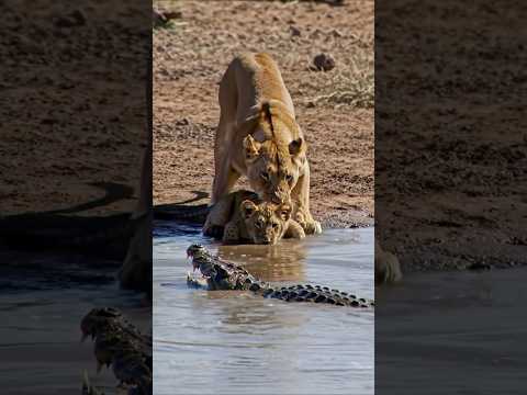 King of the River: Lion's Fierce Defense Against the Crocodile