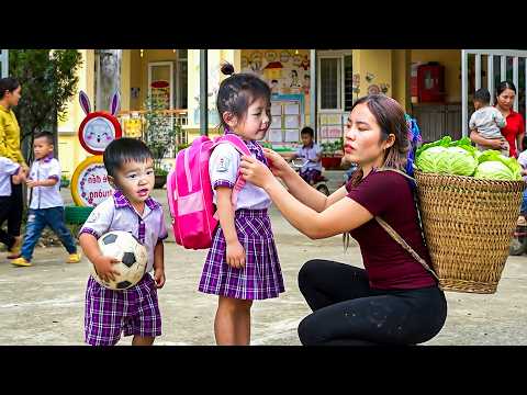Taking My Daughter to School – Harvesting Cabbage and Dried Fish with My Son for Market Day