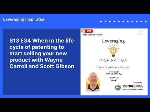 S13 E34 When in the life cycle of patenting to start selling your new product with Wayne Carroll...