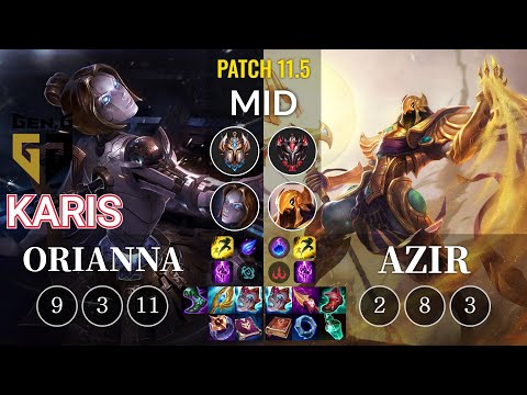 GEN Karis Orianna vs Azir Mid - KR Patch 11.5