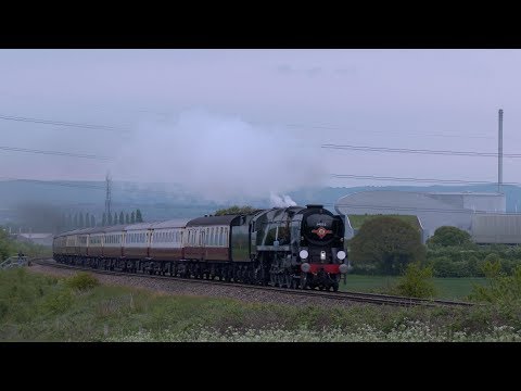 34052 Lord Dowding aka Braunton gets pushed on the Welsh Marches Express May 2018 - a 4K video