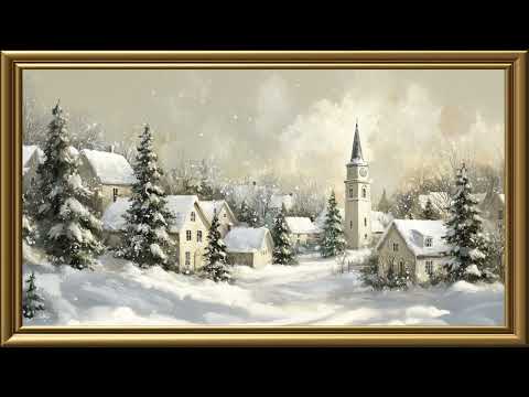 Vintage Quaint Little Town Painting | Gold Frame TV Art | Art Screensaver for TV 2 Hrs
