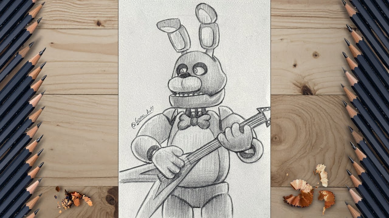 How to draw Bonnie step by step with a pencil | FNAF tutorial