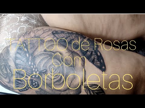 Tattoo de Rosas com Borboleta tatuagem floral