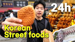 Eating ONLY KOREAN! street foods for 24 hours!  [ BUSAN edition ]