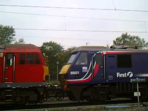 DB Schenker 92015 + First scotRail 90024 on Crewe TMD to Bescot down side 23/09/2014