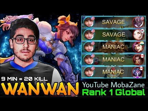 2x SAVAGE & 3x MANIAC in a Row!! Wanwan Insane 1 vs 5 - Top 1 Global Wanwan YouTube MobaZane - MLBB