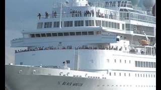 Cruise Ship Black Watch leaves the River Tyne for Norway 13th July 2014