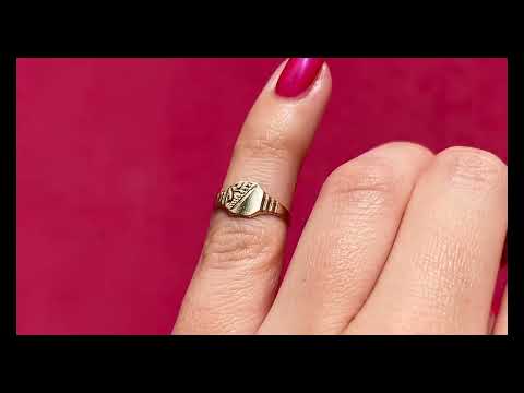Art Deco 9ct Gold Tiny Signet Ring #X1537