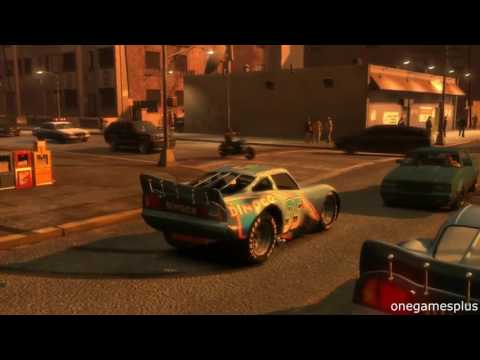 Seventeen jumps Dinoco Lightning McQueen Jumps Off Roof Disney car game GTA