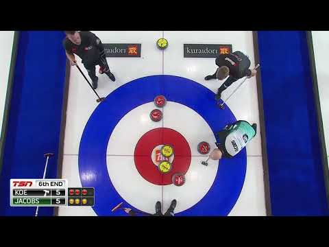 #cancup2019 [#3-6E] "Perfect? IDK..." Kevin Koe triple takeout scores 4 vs Brad Jacobs