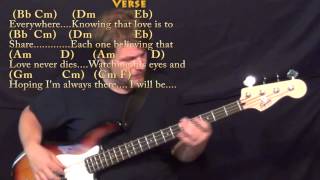 Here There and Everywhere (Emmylou Harris) Bass Guitar Cover Lesson with Chords/Lyrics