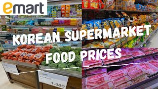KOREAN SUPERMARKET FOOD PRICES 🇰🇷 || Cost of Living in South Korea || Emart